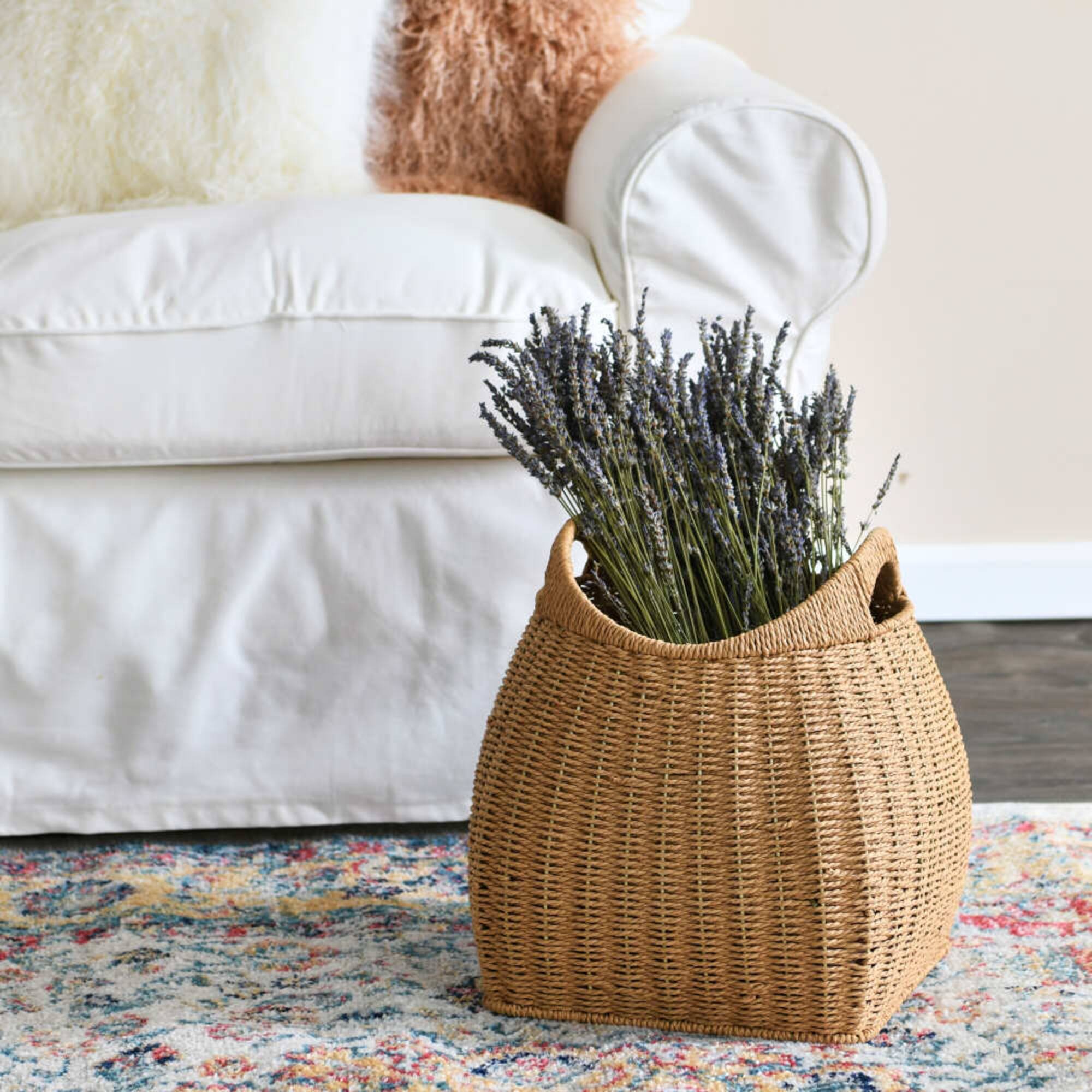Household Essentials Paper Rope Basket with Handles